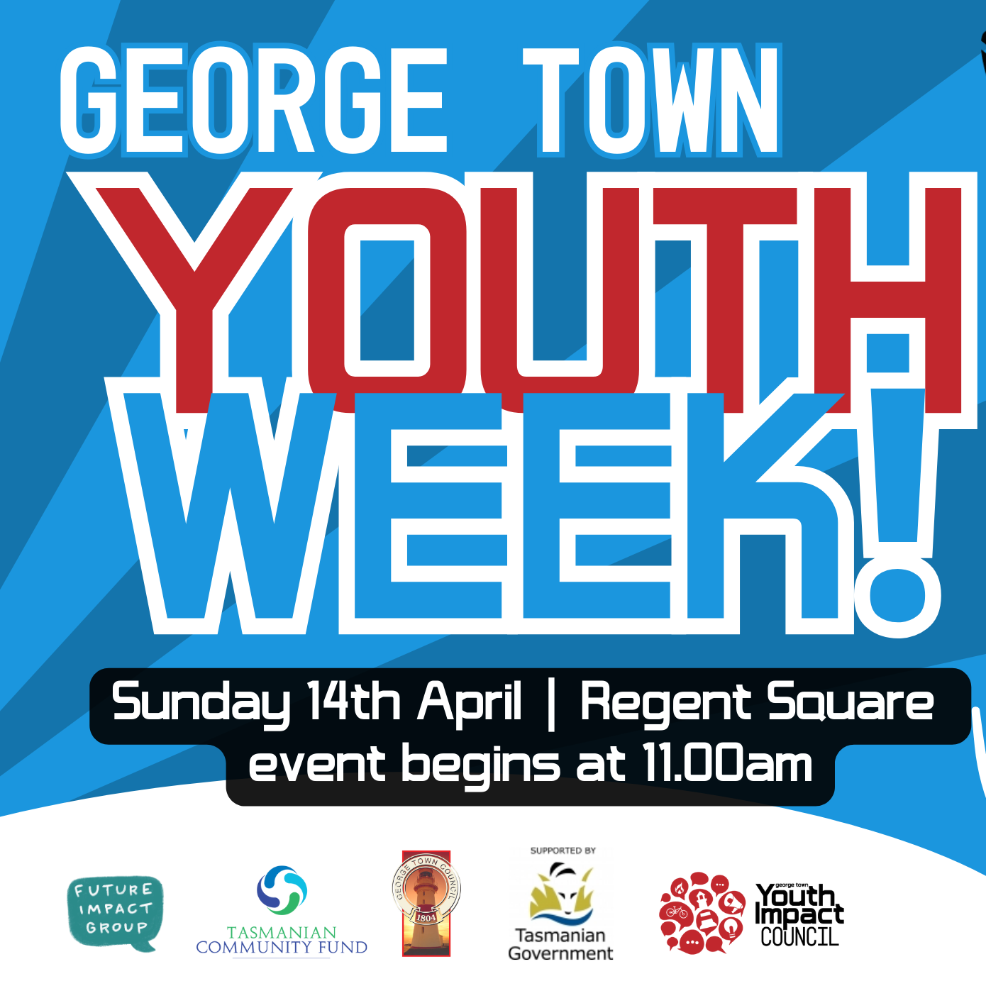 Graphic promoting George Town Youth Week on Saturday, 14th April from 11am