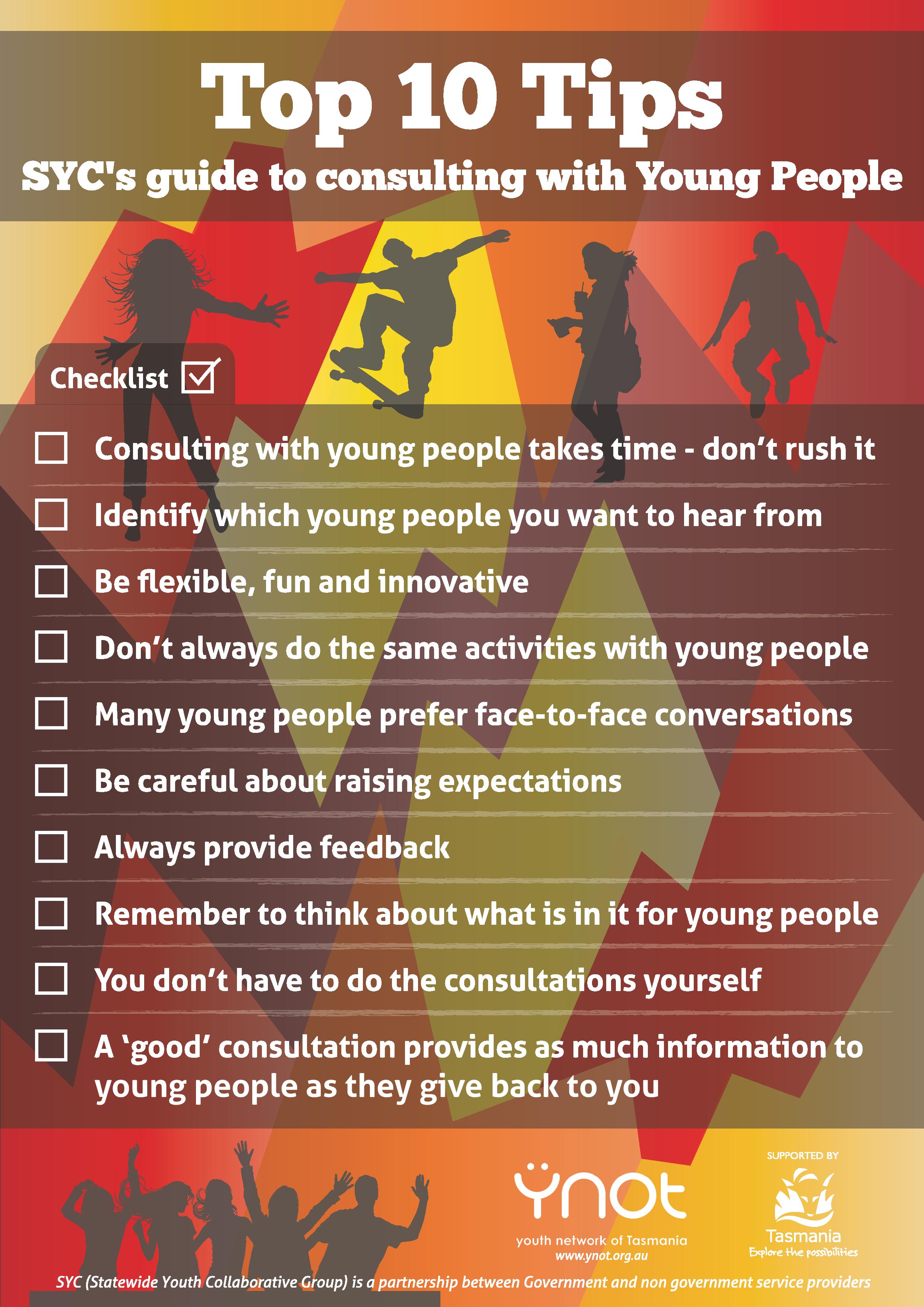 SYC top 10 tips to consulting with young people