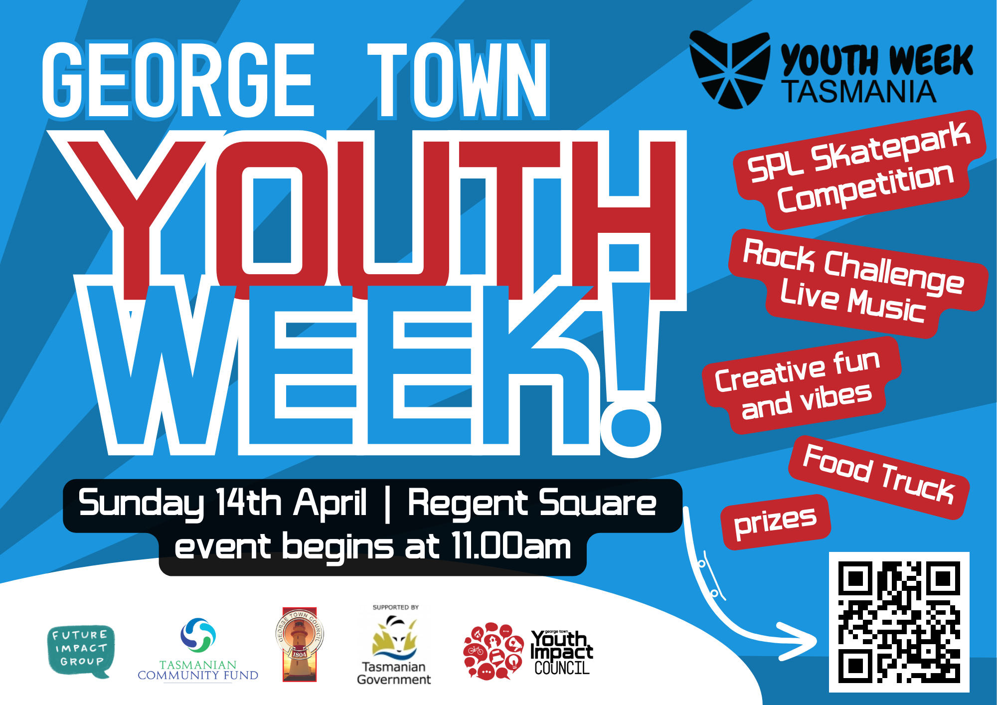 Graphic promoting George Town Youth Week on Saturday, 14th April from 11am